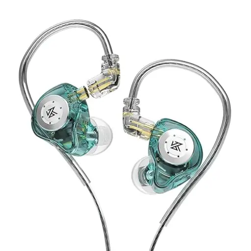 KZ EDX Pro IEM Earphone, HiFi Stereo Special Dual Magnetic Circuit Dynamic Driver Resin Inlay Metal Process in-Ear Monitors Earbuds with 5N OFC 2Pin Detachable Cable, Cyan